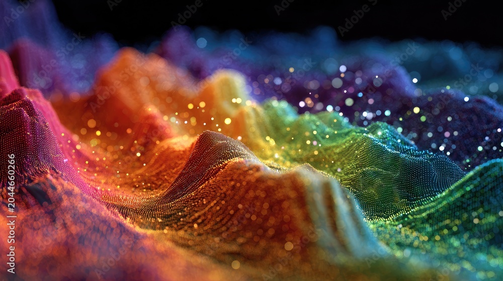 Fototapeta premium Vibrant, textured, undulating waves of light and color
