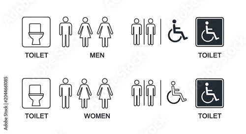 Modern restroom and accessibility icons set