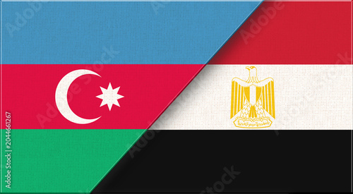 Foto Double Flag of Azerbaijan and Egypt on Fabric Texture.