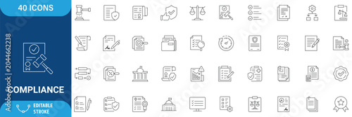 Quadro su tela Compliance line editable icon set