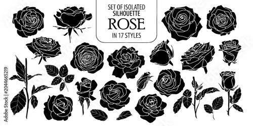 Set of Isolated Rose Silhouettes