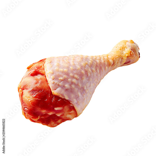 Raw Chicken Drumstick Skin Bone Isolated On Transparent Background