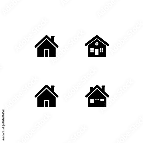 Modern Home Outline Icon Collection – Minimal Residential House Symbols