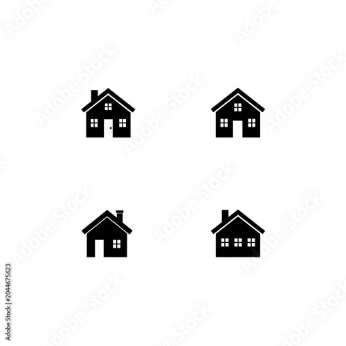Modern Home Outline Icon Collection – Minimal Residential House Symbols