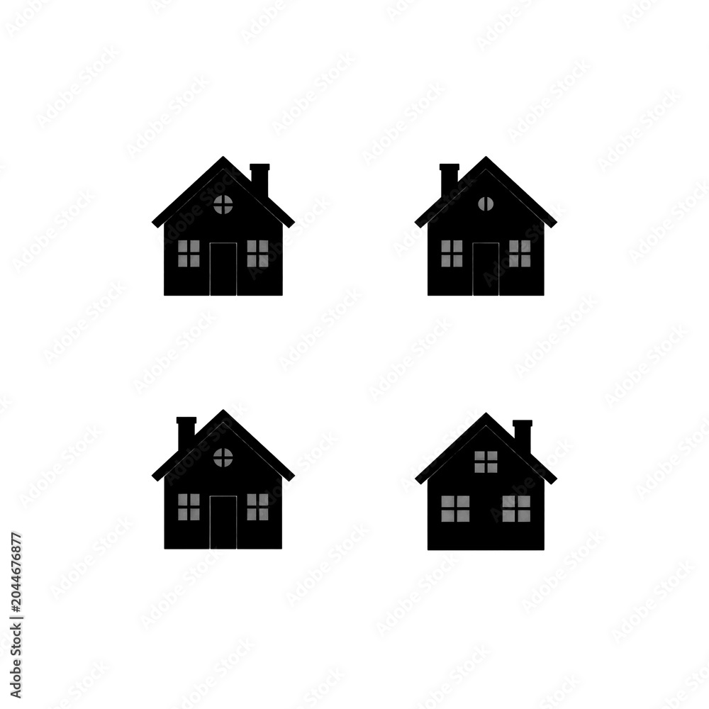 Fototapeta premium Minimal Home Icon Black Symbol Isolated PNG