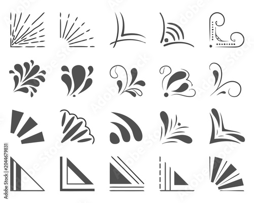 Decorative Corner Elements Collection, Ornate Borders, Vintage Design