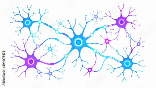 Fotografie Neuron cells, neural network, brain connections, neuroscience, biology vector is