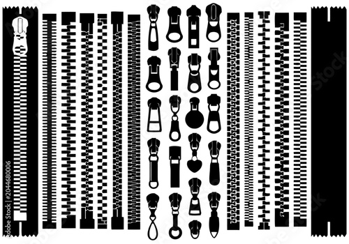 Zipper Collection Icons, Black and White Elements
