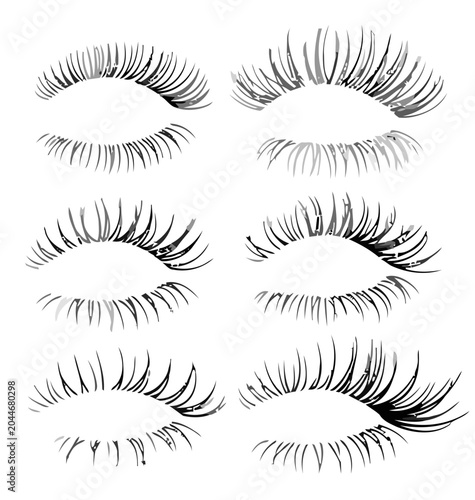 Cosmetic Eyelashes Set Isolated on White Background
