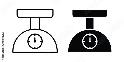 Photos Kitchen scales icon set in black, suitable for graphic projects and designs