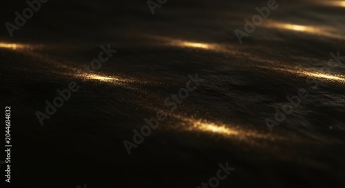 Golden Light Trails on Dark Background.