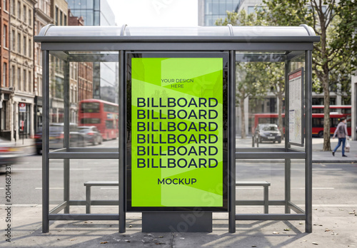 Modern Bus Stop Billboard Mockup