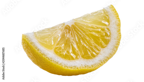 Photos Juicy yellow lemon slice with white pith and textured rind