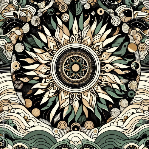Luxury Aztec Sun Opener Tribal Mosaic Background