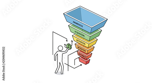 Person organizing colorful funnel shaped storage containers.