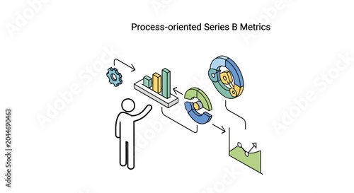 Illustrated concept of process oriented business metrics series.