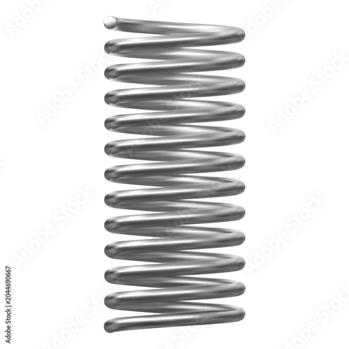Canvastavla Metal spring, extended silver coil, 3D vector realistic flexible spiral metal wi