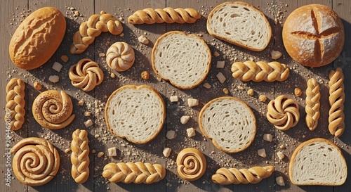 Variety of artisanal breads on display.
