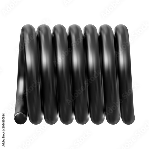 Fotografia Metal spring, compressed black coil 3D vector icon, realistic flexible spiral me