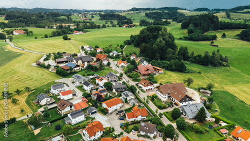 Traditional Bavarian village with red tile roofs