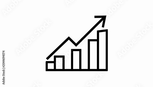 A simple line graph shows an upward trend with bars and an arrow