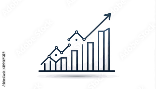 A graphic illustration shows a growing bar chart with an upward trend line and arrow.