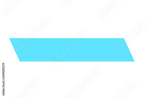 Solid Light Blue Parallelogram Slanted Banner Shape Isolated on transparent Background