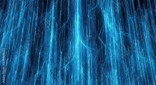 Abstract Blue Light Streaks and Energy Flow Background.