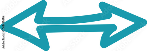 Teal hand-drawn double-headed arrow pointing left and right on black background representing choices and direction.