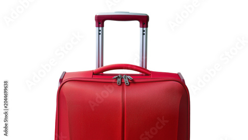 Photos Red wheeled suitcase with telescopic handle and zipper