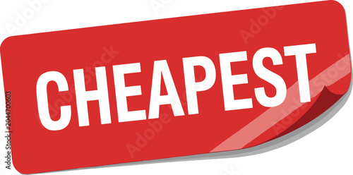 Canvastavla Cheapest red sticker vector illustration, promotional discount tag for retail sa