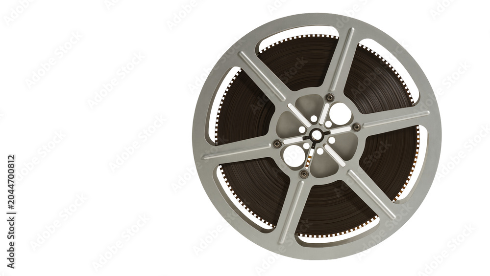 Obraz premium Silver film reel with dark film spool