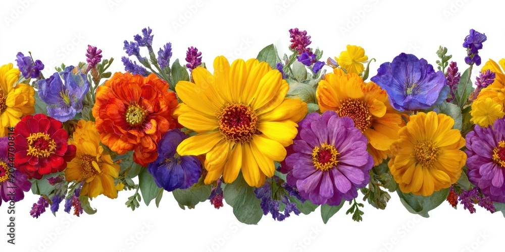 Obraz premium Vibrant floral border design