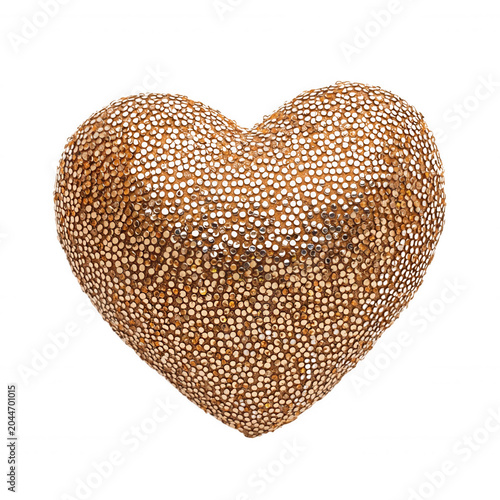 Small golden metallic heart shapes forming a larger heart, symbolizing love, romance, and celebration. Transparent background