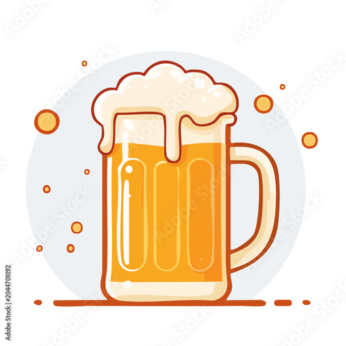 Illustration of a frothy beer mug with bubbles