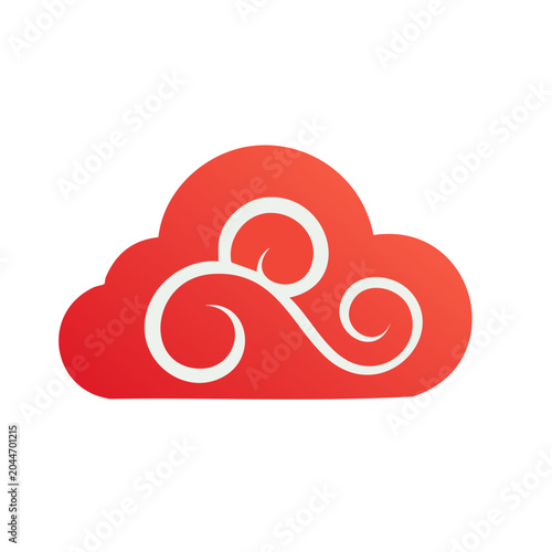 Red cloud icon with white swirl