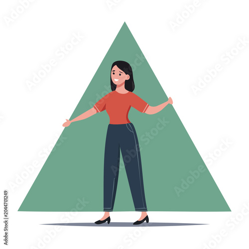 Woman in flat design with arms open