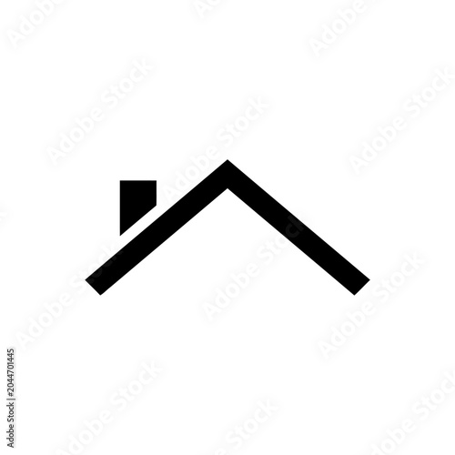Minimalist House Roof Icon with Chimney, Real Estate Symbol
