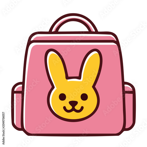 Pink backpack with cute bunny face icon