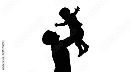 Father throwing child in the air silhouette.