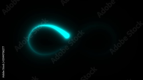 Infinity symbol featuring a luminous glowing blue light effect is presented against a dark backdrop to represent concepts of eternity, endless data, or limitless digital connectivity.