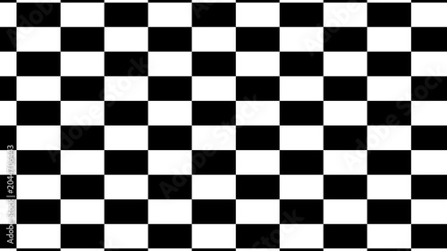 Checkerboard pattern consists of repeating black and white rectangles arranged in a precise geometric grid that serves as a versatile background for various graphic layouts.