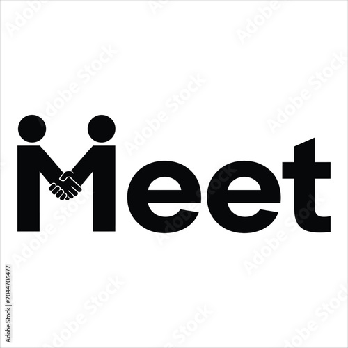 Meet Vector – Silhouette Design with Handshake Icon on White Background.
