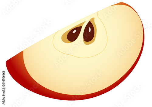 Fresh Red Apple Slice Isolated on Light Background Vector Illust