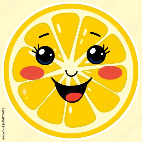 Cute Lemon Slice Character