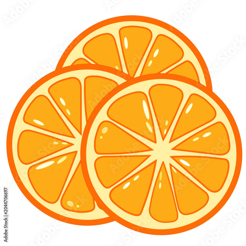 Three Orange Slices Illustration on White Background