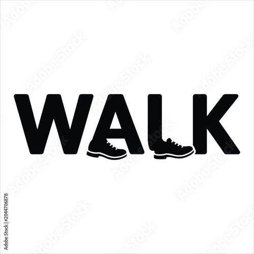 WALK Typography Vector - Bold Silhouette Sneaker Design.