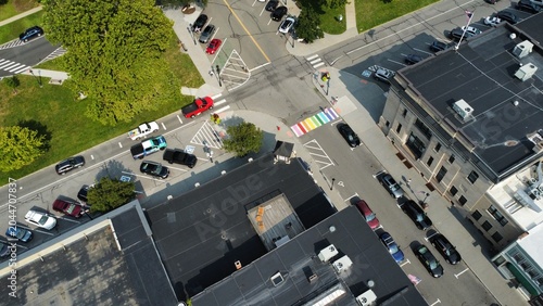 Downtown New Milford, Connecticut street life from above