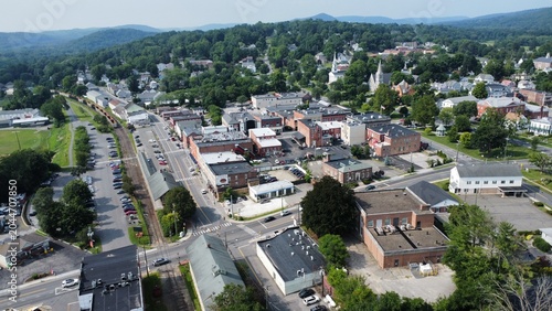 Aerial of Fowntown New Milford, Connecticut 