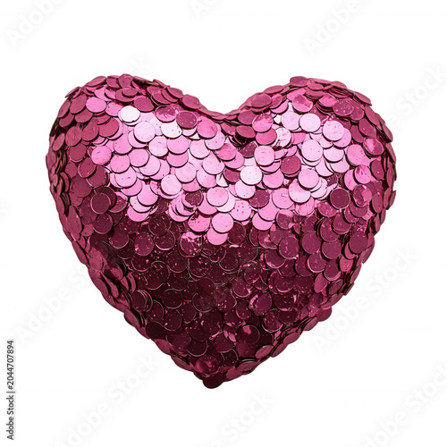 Pink glitter heart shape filled with many small hearts, symbolizing love, romance, and celebration a transparent on background
